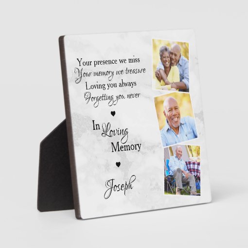 In Loving Memory Personalized 3 Photo Memorial Plaque | Zazzle