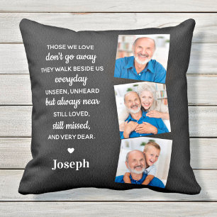 In Loving Memory Personalized 3 Photo Memorial Throw Pillow