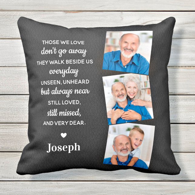 In Loving Memory Personalized 3 Photo Memorial Throw Pillow (Creator Uploaded)