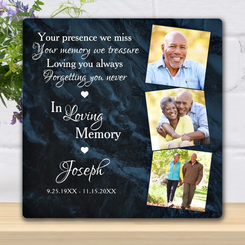 In Loving Memory Personalized 3 Picture Memorial Plaque