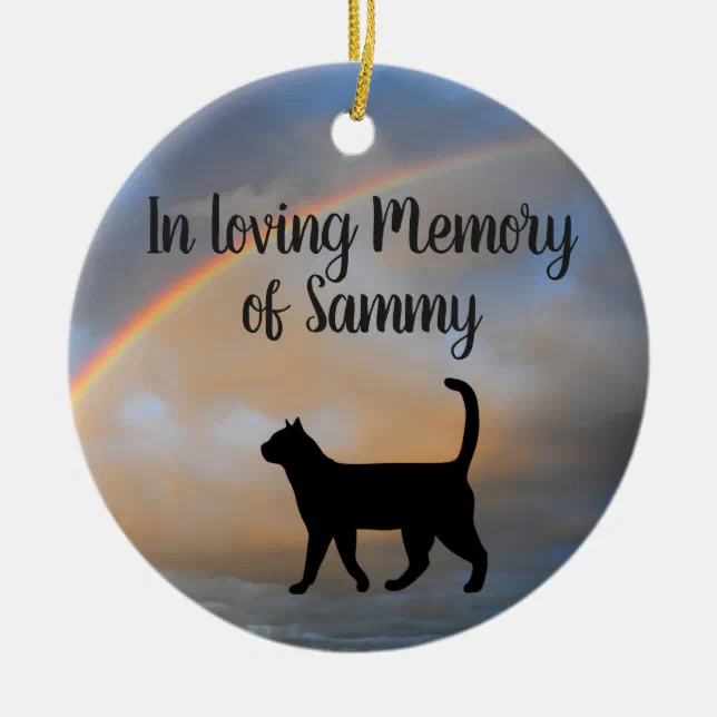 In Loving Memory Personalized Name Memorial Cat Ceramic Ornament | Zazzle