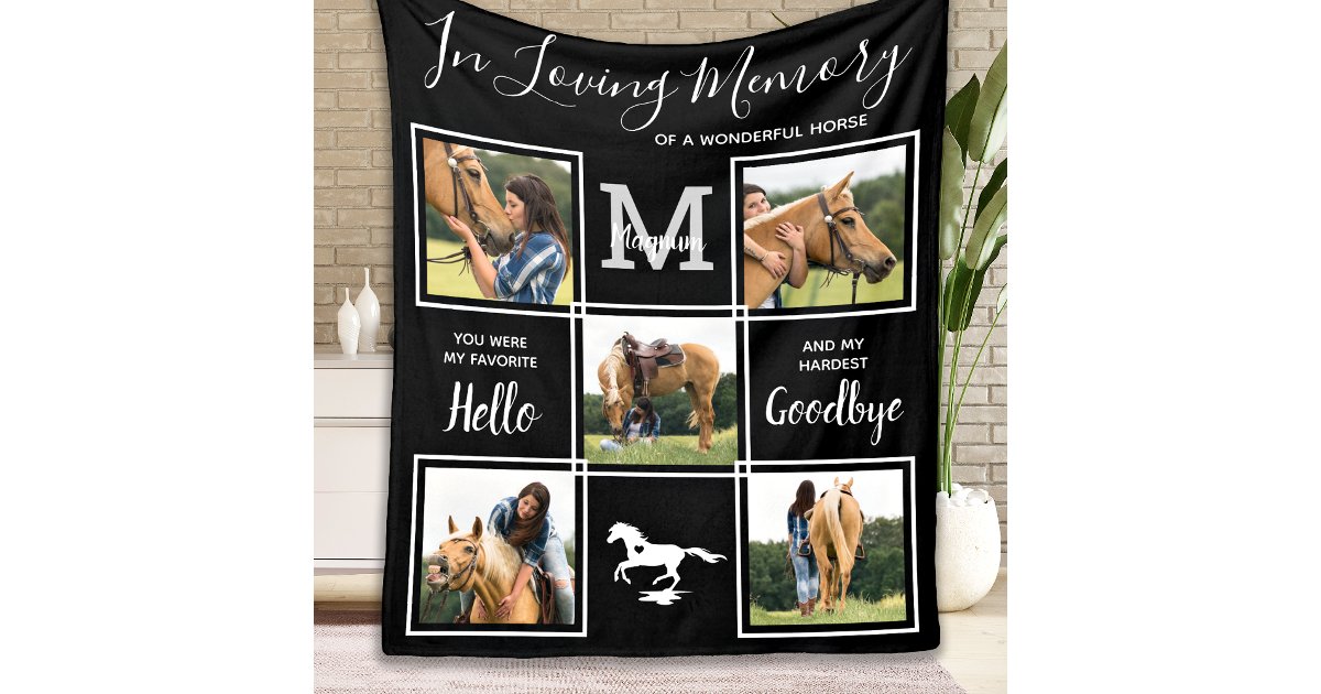 In Loving Memory Personalized Pet Horse Memorial Fleece Blanket | Zazzle