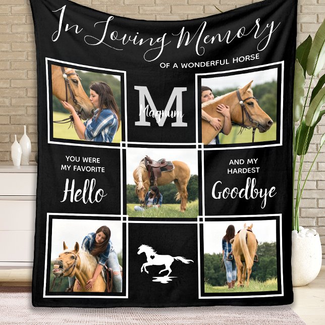 In Loving Memory Personalized Pet Horse Memorial Fleece Blanket (Creator Uploaded)