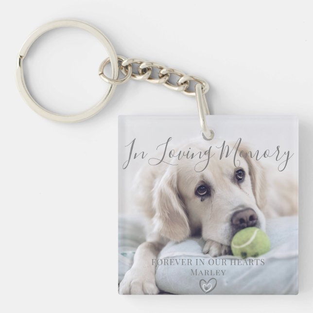 In Loving Memory Personalized Pet Loss Gift Photo Keychain (Front)