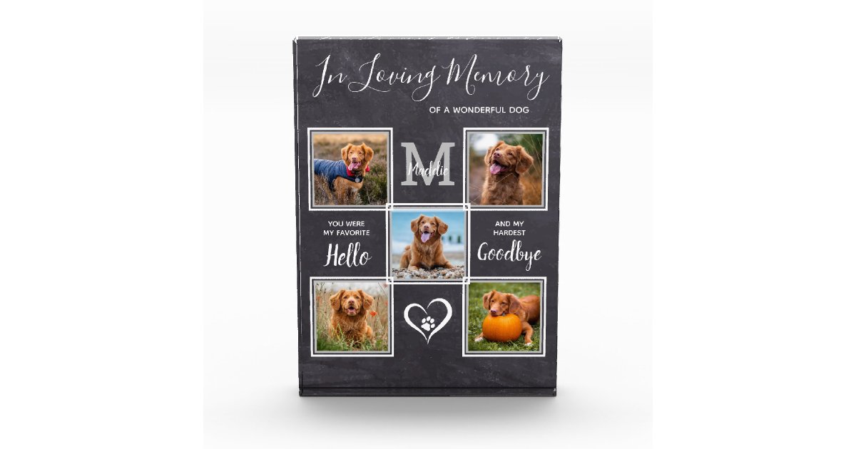In Loving Memory Personalized Pet Loss Memorial Photo Block | Zazzle