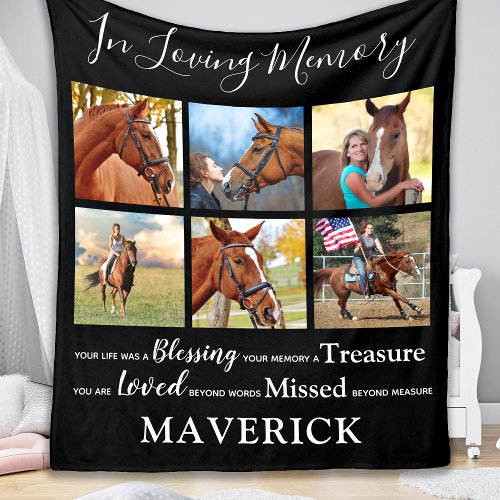 In Loving Memory Personalized Pet Memorial Horse Fleece Blanket