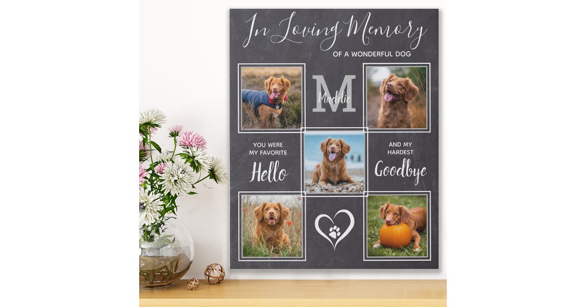 In Loving Memory Personalized Pet Photo Memorial Faux Canvas Print | Zazzle