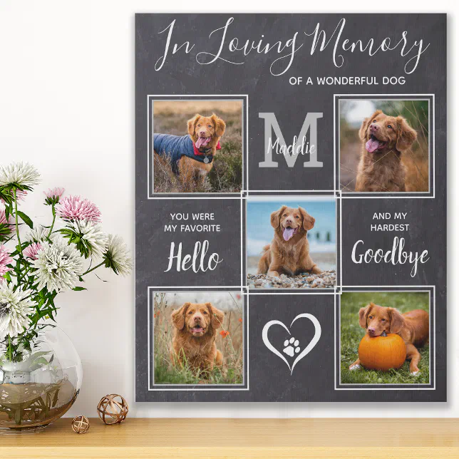 In Loving Memory Personalized Pet Photo Memorial Faux Canvas Print | Zazzle