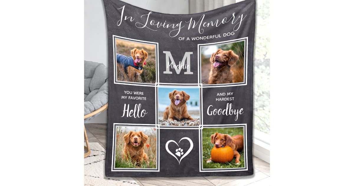 In Loving Memory Personalized Pet Photo Memorial Fleece Blanket | Zazzle