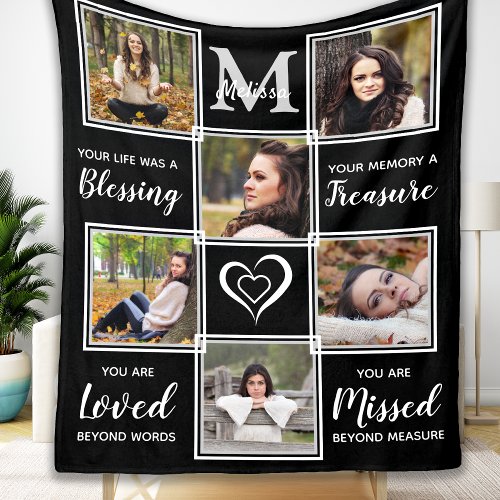 In Loving Memory Personalized Photo Collage Fleece Blanket