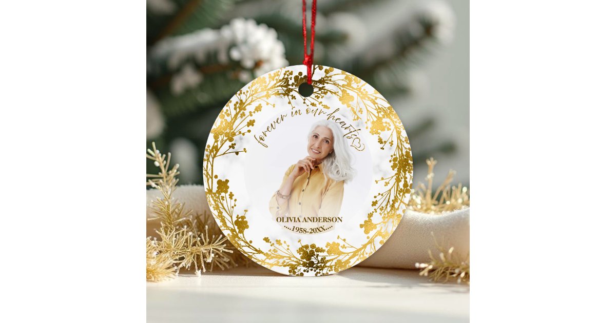 In Loving Memory Personalized Photo Memorial Ceramic Ornament | Zazzle