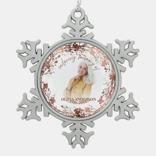 In Loving Memory Personalized Photo Memorial Snowflake Pewter Christmas Ornament