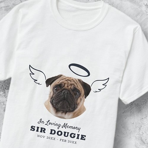 In Loving Memory Pet Angel Wings Photo Memorial T_Shirt