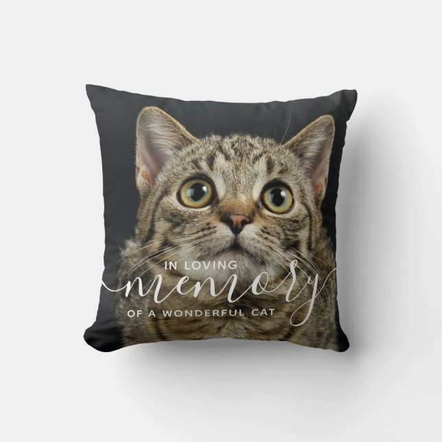 In Loving Memory Pet Cat Memorial Throw Pillow (Front)