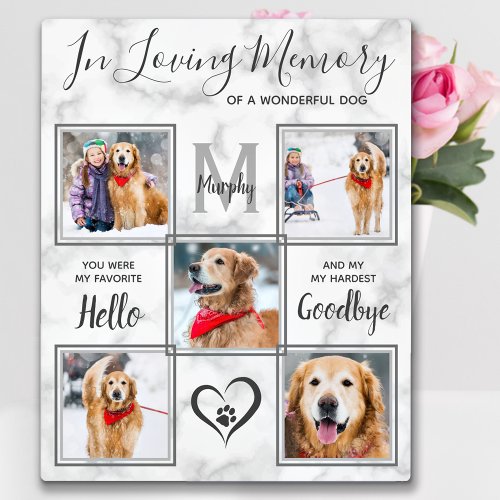 In Loving Memory Pet Dog Memorial 5 Photo Collage Plaque