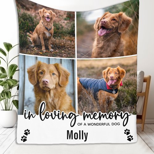In Loving Memory Pet Dog Memorial Photo Collage Fleece Blanket
