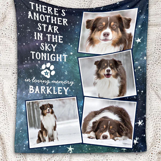 In Loving Memory Pet Dog Memorial Photo Collage Fleece Blanket | Zazzle