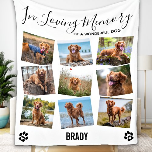 In Loving Memory Pet Dog Memorial Photo Collage Fleece Blanket