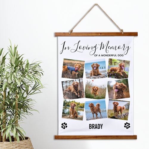 In Loving Memory Pet Dog Memorial Photo Collage Hanging Tapestry