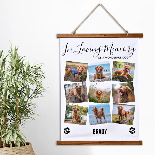 In Loving Memory Pet Dog Memorial Photo Collage Hanging Tapestry | Zazzle