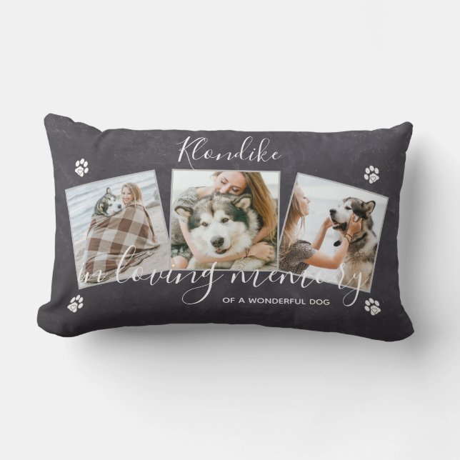 In Loving Memory - Pet Dog Memorial Photo Collage Lumbar Pillow (Front)