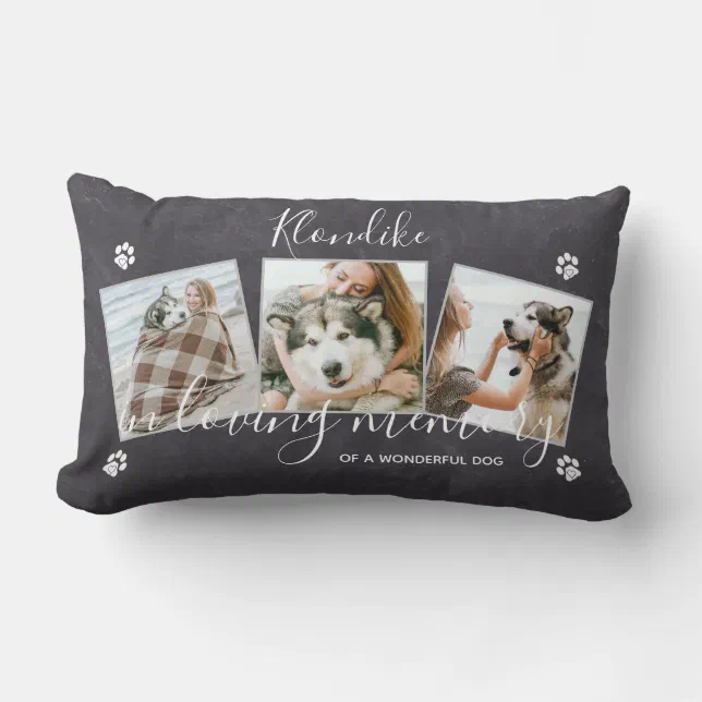 In Loving Memory - Pet Dog Memorial Photo Collage Lumbar Pillow | Zazzle