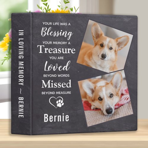 In Loving Memory Pet Loss Dog Memorial Photo Album 3 Ring Binder