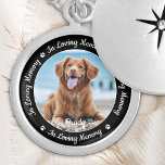 In Loving Memory Pet Loss Photo Pet Memorial Locket Necklace<br><div class="desc">Honor your best friend with a custom photo pet memorial locket necklace . This unique memorial keepsake is the perfect gift for yourself, family or friends to pay tribute to your loved one. This dog memorial necklace features a simple black and white design with decorative script. Quote "In Loving Memory"....</div>