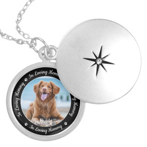 In Loving Memory Pet Loss Photo Pet Memorial Locket Necklace - Honor your best friend with a custom photo pet memorial locket necklace . This unique memorial keepsake is the perfect gift for yourself, family or friends to pay tribute to your loved one. This dog memorial necklace features a simple black and white design with decorative script.
Quote "In Loving Memory".
Customize with favorite dog, cat animal photo, name. 
COPYRIGHT © 2020 Judy Burrows, Black Dog Art - All Rights Reserved. In Loving Memory Pet Loss Photo Pet Memorial Locket Necklace