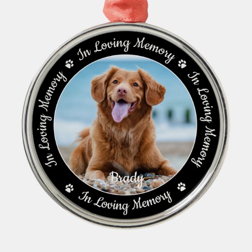 In Loving Memory Pet Loss Photo Pet Memorial Metal Ornament - Honor your best friend with a custom photo pet memorial ornament . This unique memorial keepsake is the perfect gift for yourself, family or friends to pay tribute to your loved one. This unique dog memorial ornament features a simple black and white design with decorative script.
Quote "In Loving Memory".
Customize with favorite dog, cat animal photo, name. This pet memorial ornament is perfect for a christmas keepsake.
COPYRIGHT © 2020 Judy Burrows, Black Dog Art - All Rights Reserved. In Loving Memory Pet Loss Photo Pet Memorial Metal Ornament 