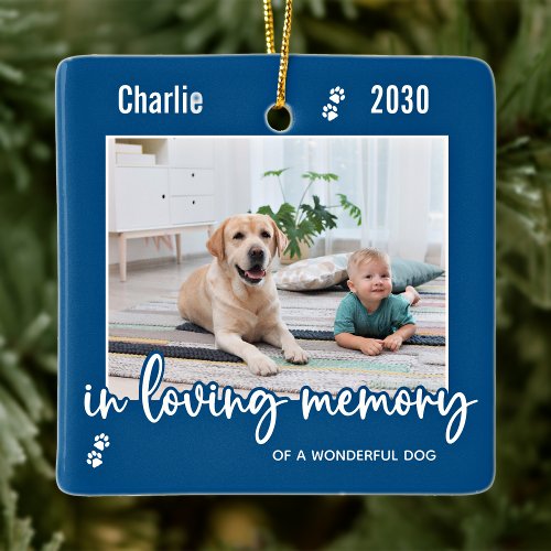 In Loving Memory Pet Memorial 2 Dog Photo Keepsake Ceramic Ornament