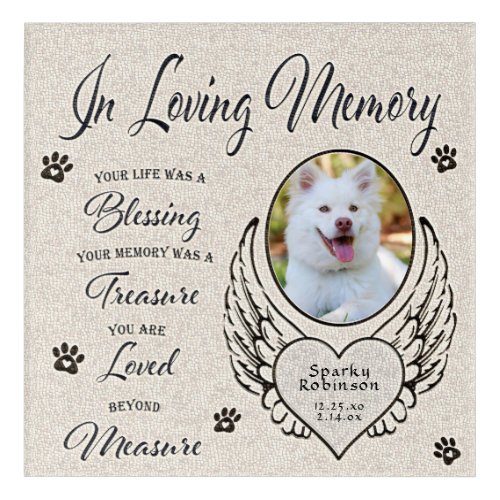 In Loving Memory Pet Memorial Acrylic Print