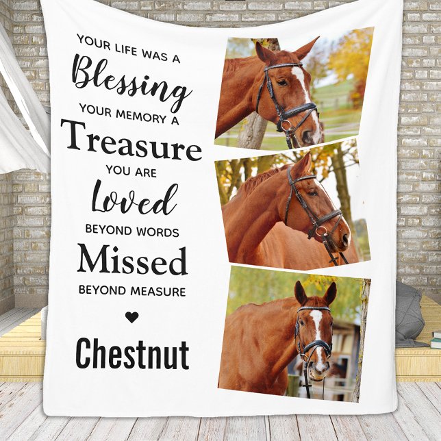 In Loving Memory Pet Memorial Custom 3 Pictures Fleece Blanket (Creator Uploaded)