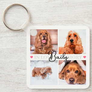 In Loving Memory Pet Memorial Custom Photo Collage Keychain