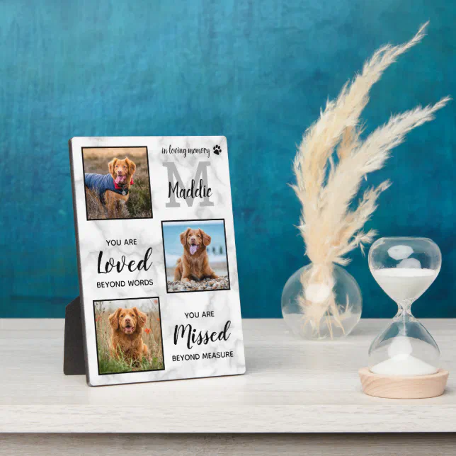 In Loving Memory Pet Memorial Dog Photo Collage Pl Plaque | Zazzle