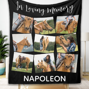 In Loving Memory Pet Memorial Horse Photo Collage Fleece Blanket