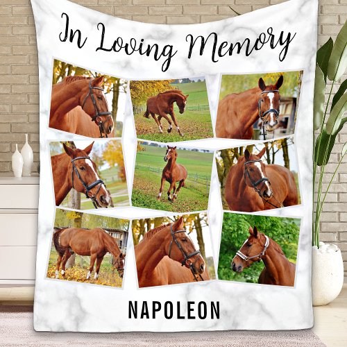 In Loving Memory Pet Memorial Horse Photo Collage Fleece Blanket