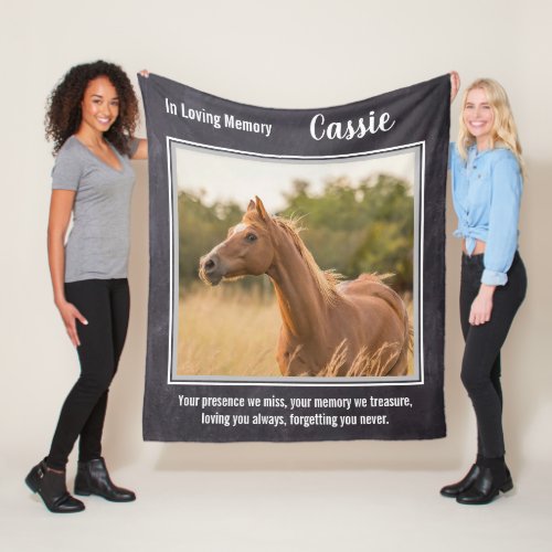 In Loving Memory Pet Memorial Horse Photo Fleece Blanket