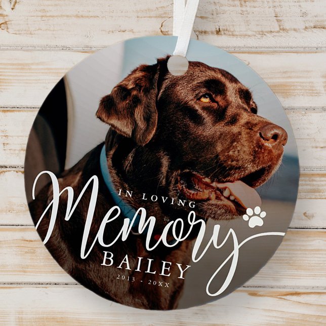 In Loving Memory Pet Memorial Modern Simple Photo Metal Ornament (Creator Uploaded)