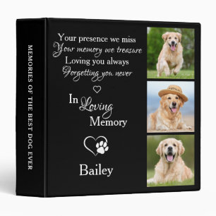 In Loving Memory Pet Memorial Photo Album 3 Ring Binder
