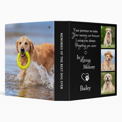 In Loving Memory Pet Memorial Photo Album 3 Ring Binder Zazzle