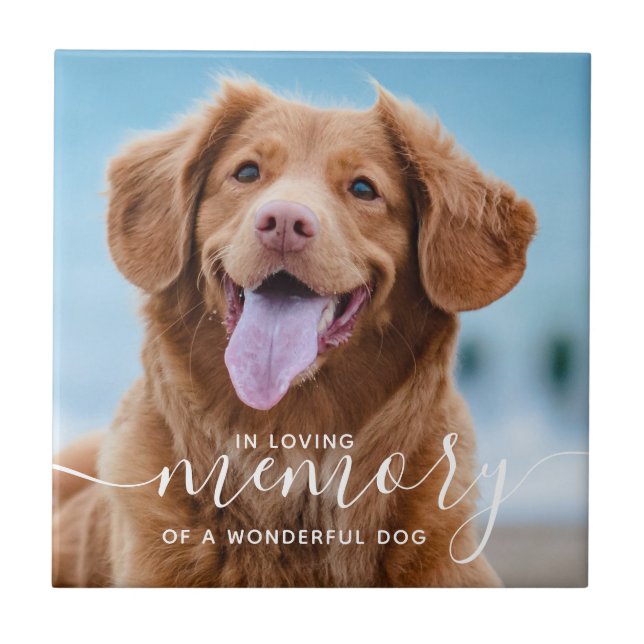 In Loving Memory Pet Memorial Photo Ceramic Tile (Front)