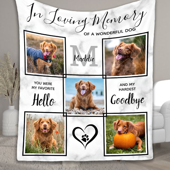 In Loving Memory Pet Memorial Photo Collage Fleece Blanket (Creator Uploaded)