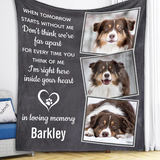 In Loving Memory Pet Memorial Photo Collage Fleece Blanket | Zazzle