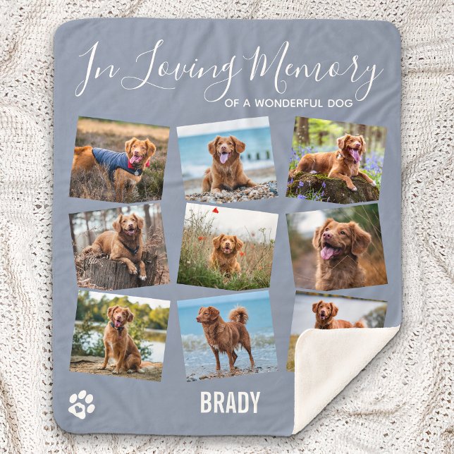 In Loving Memory Pet Memorial Photo Collage Sherpa Blanket (Creator Uploaded)