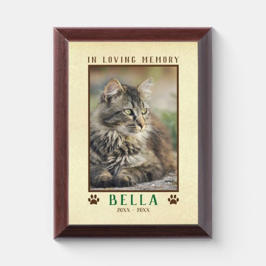 In Loving Memory Pet Memorial Photo Name Award Plaque Zazzle Com