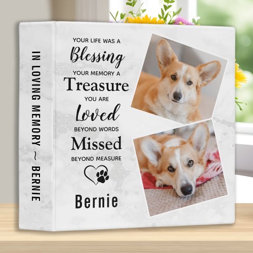 In Loving Memory Pet Memorials Dog Photo Album 3 Ring Binder