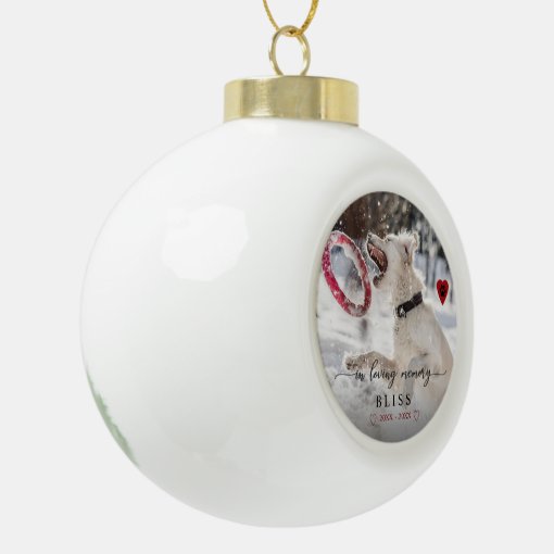 In Loving Memory Pet Photo Paw Print Monogram Ceramic Ball Christmas ...