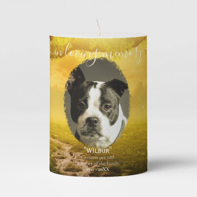 In Loving Memory Pet Tribute Memorial Candle (Front)