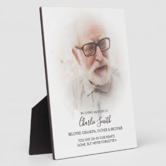 In Loving Memory: Photo and message tribute Plaque | Zazzle